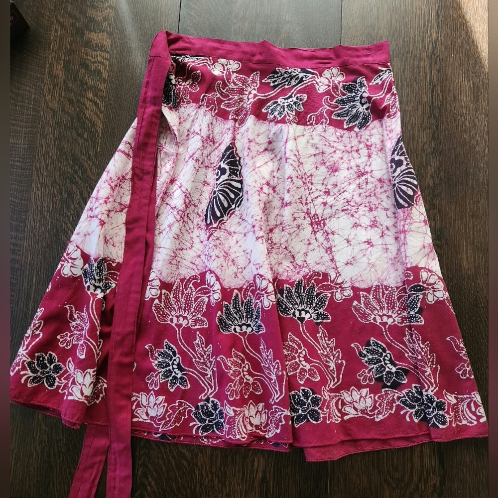 Batik Vintage Wrap Skirt EUC $25
